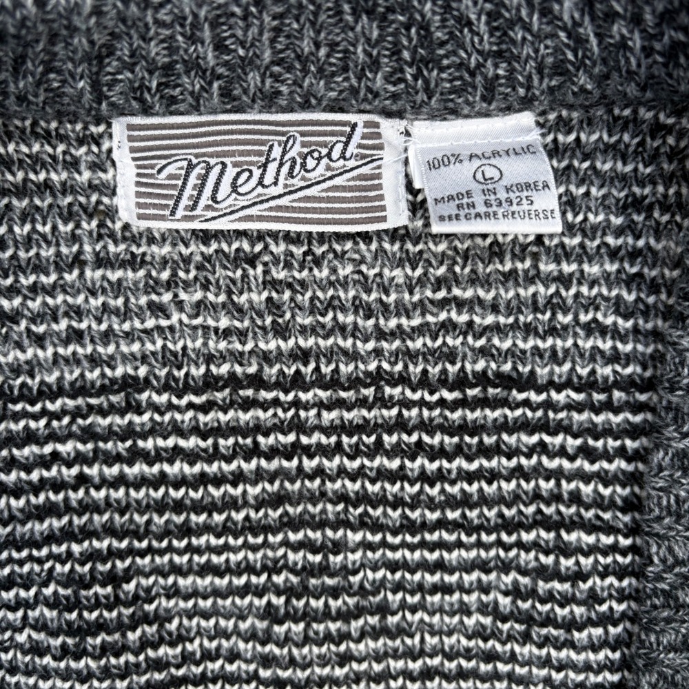 Method Sweater‎ Knit Cardigan Gray White Patterned Long Sleeve Large Vintage - Picture 3 of 4